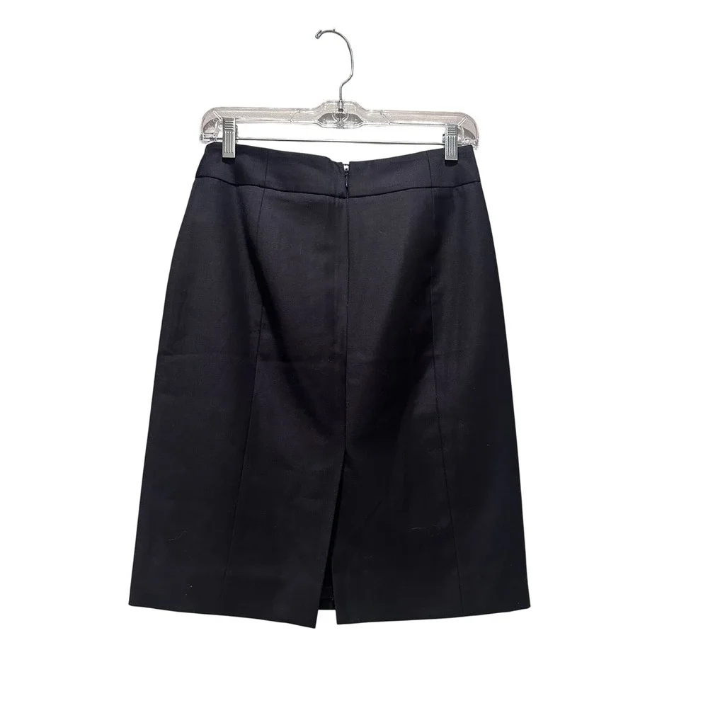J.Crew Black 100% Wool Pencil Skirt Size 0 Lined Straight Minimalist‎ Modest